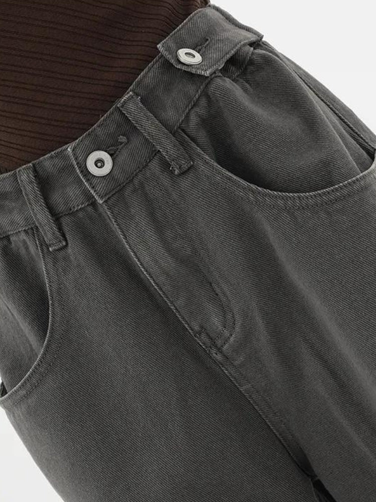Y2K Retro Adjustable Waist Baggy Denim Jeans - Perfect for 90s and Grunge Outfits