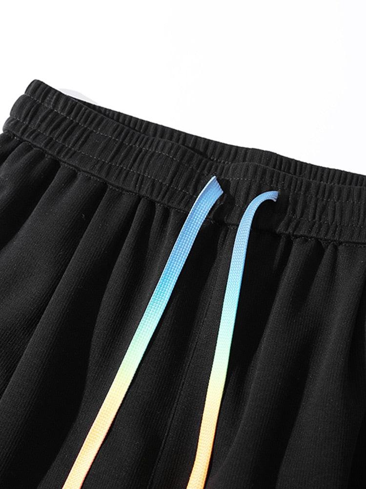 Y2K Retro Colored Laces Striped Sweatshorts - Perfect for 90s and Grunge Outfits