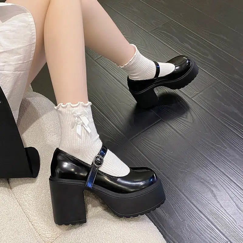Y2K Retro Coquette Platform Chunky Mary Jane Shoes - Perfect for 90s and Grunge Outfits