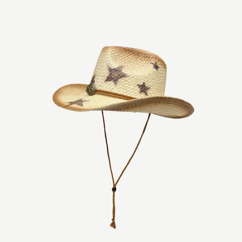 Y2K Retro Cowgirl Adjustable Woven Straw Hat - Perfect for 90s and Grunge Outfits