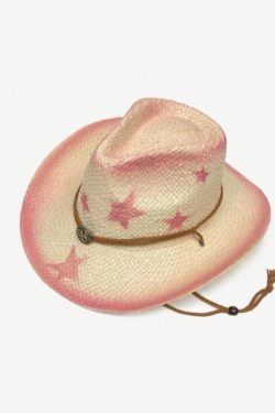 Y2K Retro Cowgirl Adjustable Woven Straw Hat - Perfect for 90s and Grunge Outfits