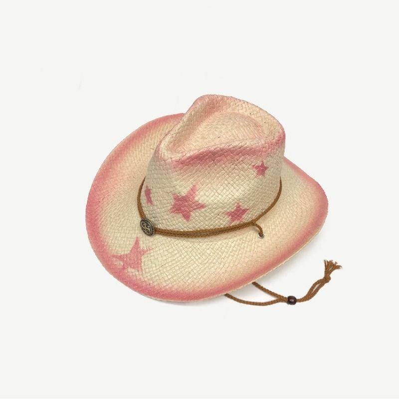 Y2K Retro Cowgirl Adjustable Woven Straw Hat - Perfect for 90s and Grunge Outfits