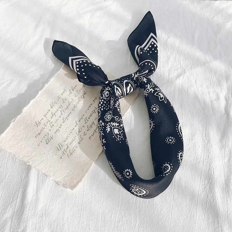 Y2K Retro Cowgirl Satin Paisley Bandana - Perfect for 90s and Grunge Outfits