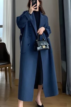 Y2K Retro Dark Academia Belted Long Coat - Perfect for Grunge and 90s Fashion