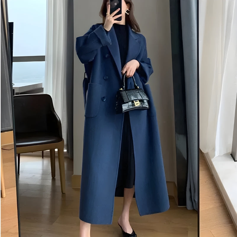 Y2K Retro Dark Academia Belted Long Coat - Perfect for Grunge and 90s Fashion