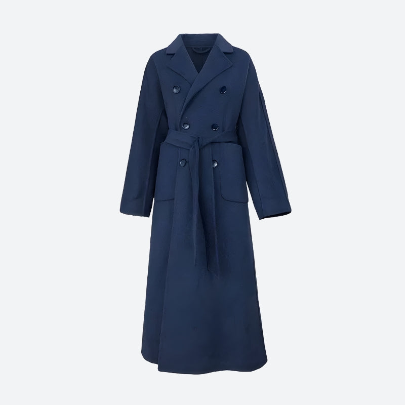 Y2K Retro Dark Academia Belted Long Coat - Perfect for Grunge and 90s Fashion
