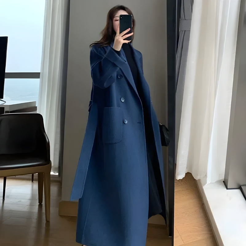 Y2K Retro Dark Academia Belted Long Coat - Perfect for Grunge and 90s Fashion