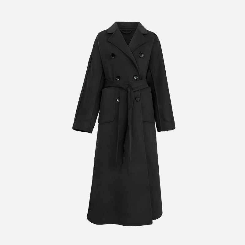 Y2K Retro Dark Academia Belted Long Coat - Perfect for Grunge and 90s Fashion