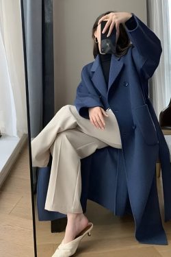 Y2K Retro Dark Academia Belted Long Coat - Perfect for Grunge and 90s Fashion