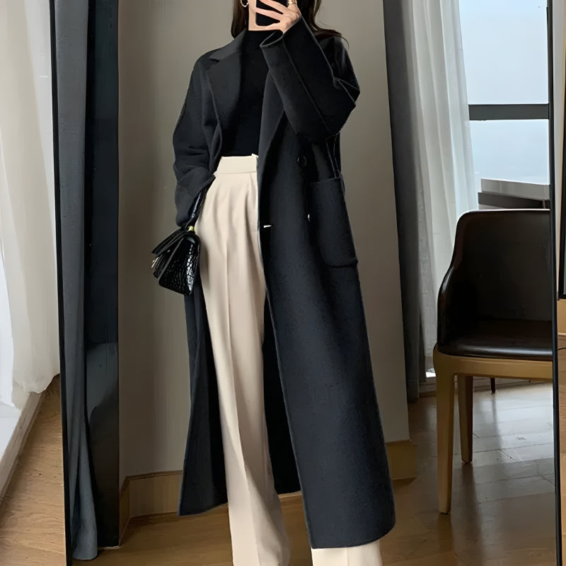 Y2K Retro Dark Academia Belted Long Coat - Perfect for Grunge and 90s Fashion