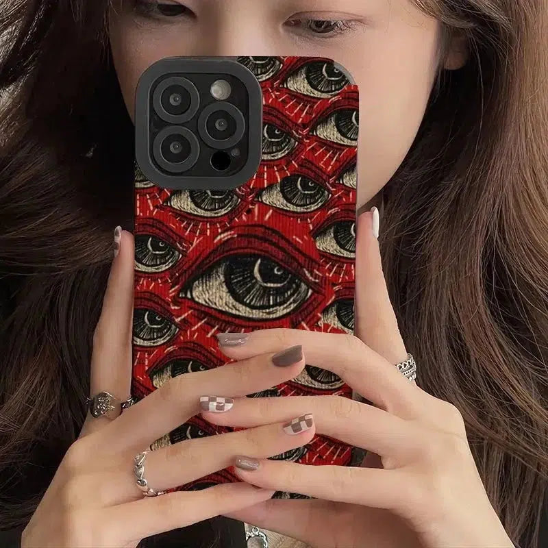 Y2K Retro Devil Eyes Phone Case - Perfect for 90s and Grunge Outfits