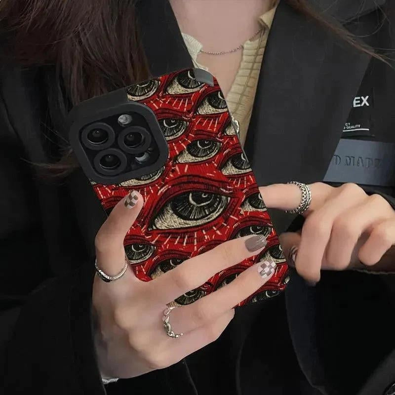 Y2K Retro Devil Eyes Phone Case - Perfect for 90s and Grunge Outfits