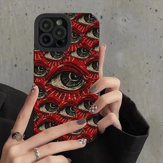 Y2K Retro Devil Eyes Phone Case - Perfect for 90s and Grunge Outfits