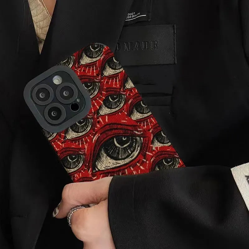 Y2K Retro Devil Eyes Phone Case - Perfect for 90s and Grunge Outfits