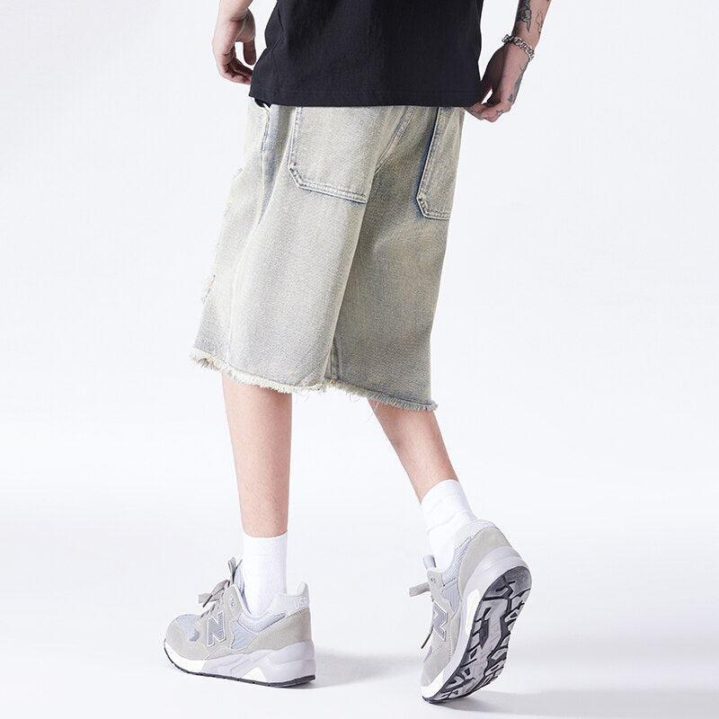 Y2K Retro Distressed Light Wash Denim Shorts - Perfect for 90s and Grunge Outfits