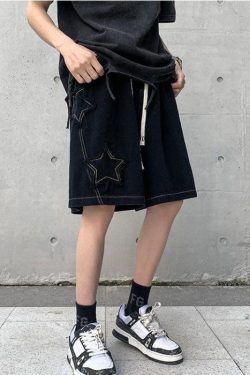 Y2K Retro Drawstring Shorts with Star Embroidery - Perfect for Summer Outfits