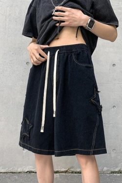 Y2K Retro Drawstring Shorts with Star Embroidery - Perfect for Summer Outfits