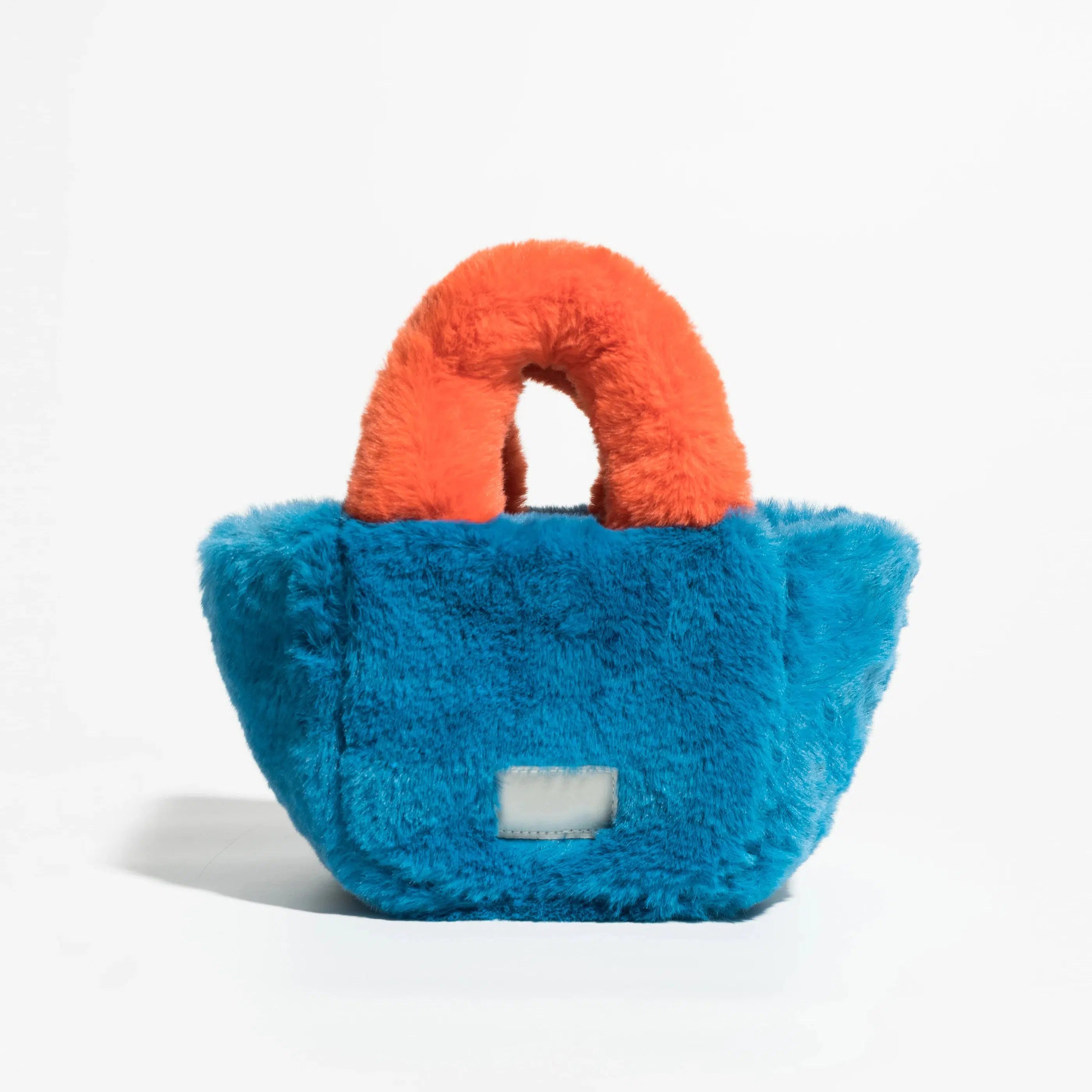 Y2K Retro Fluffy Faux Fur Basket Handbag - Perfect for 90s and Y2K Fashion Outfits