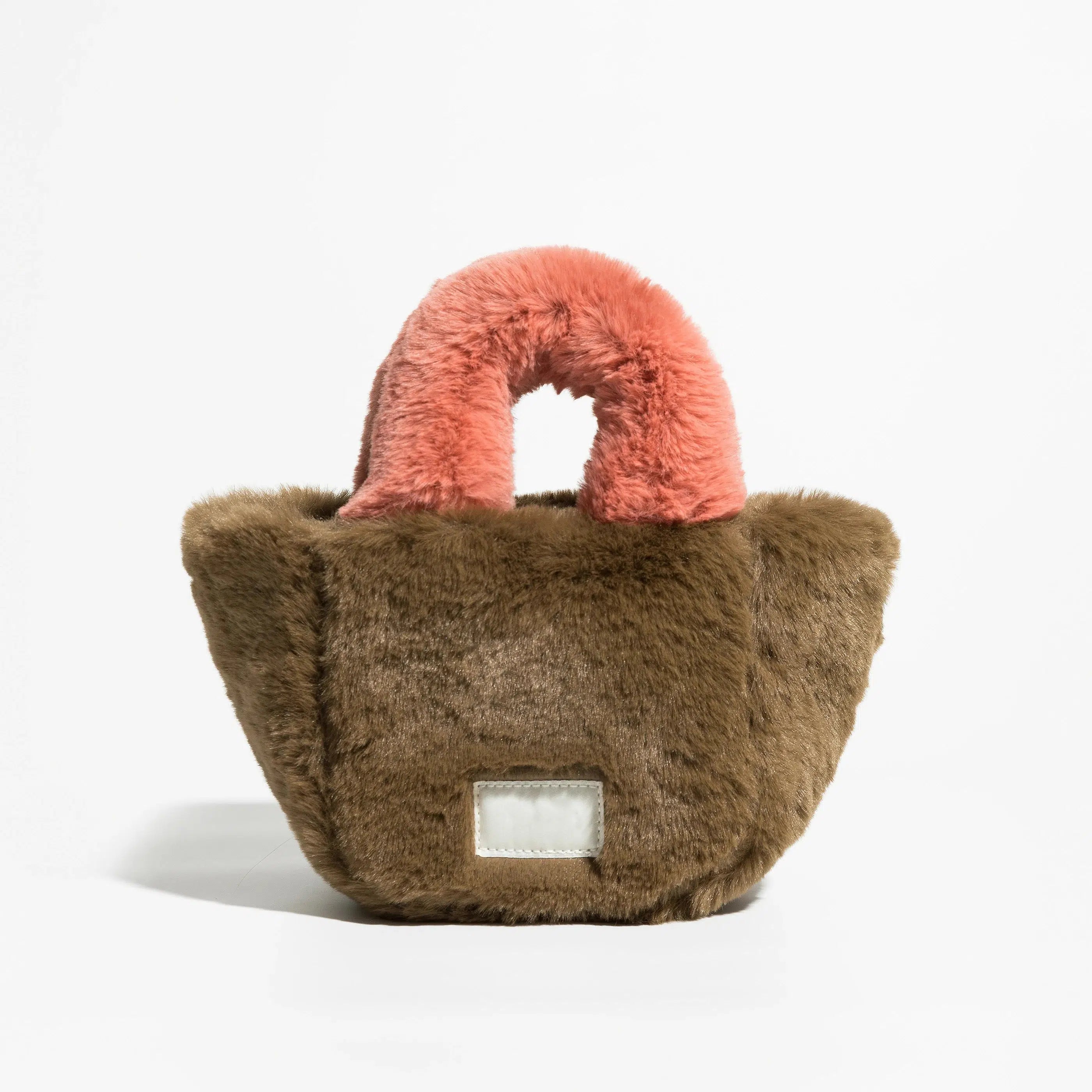 Y2K Retro Fluffy Faux Fur Basket Handbag - Perfect for 90s and Y2K Fashion Outfits