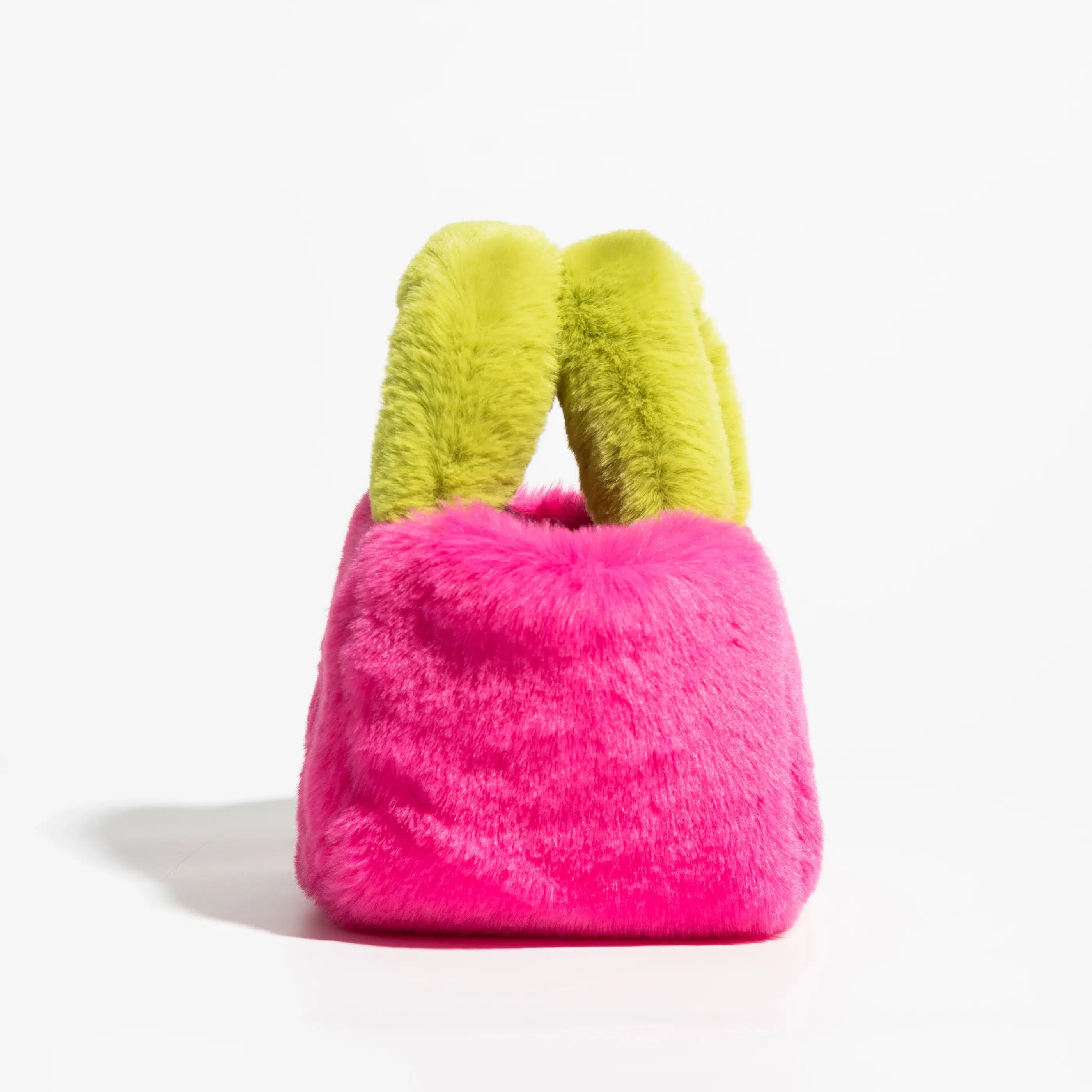 Y2K Retro Fluffy Faux Fur Basket Handbag - Perfect for 90s and Y2K Fashion Outfits