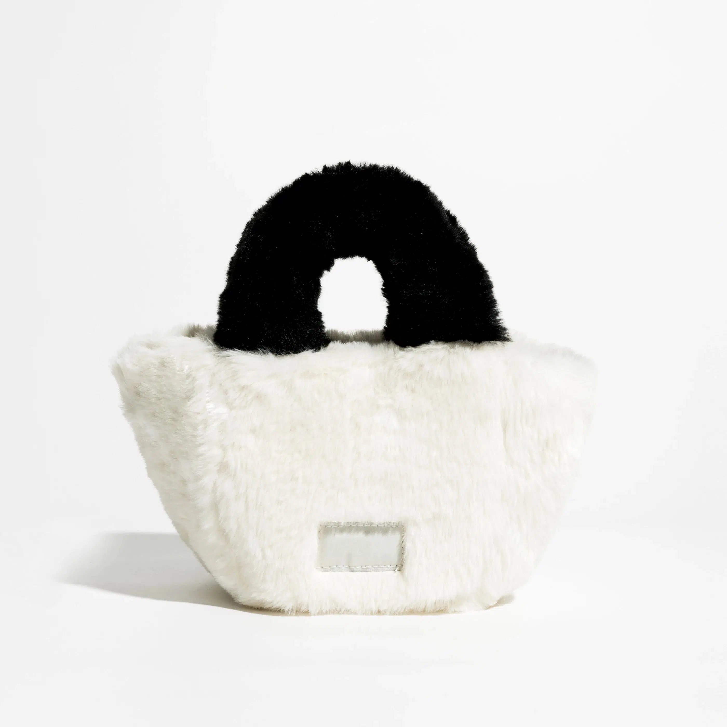 Y2K Retro Fluffy Faux Fur Basket Handbag - Perfect for 90s and Y2K Fashion Outfits
