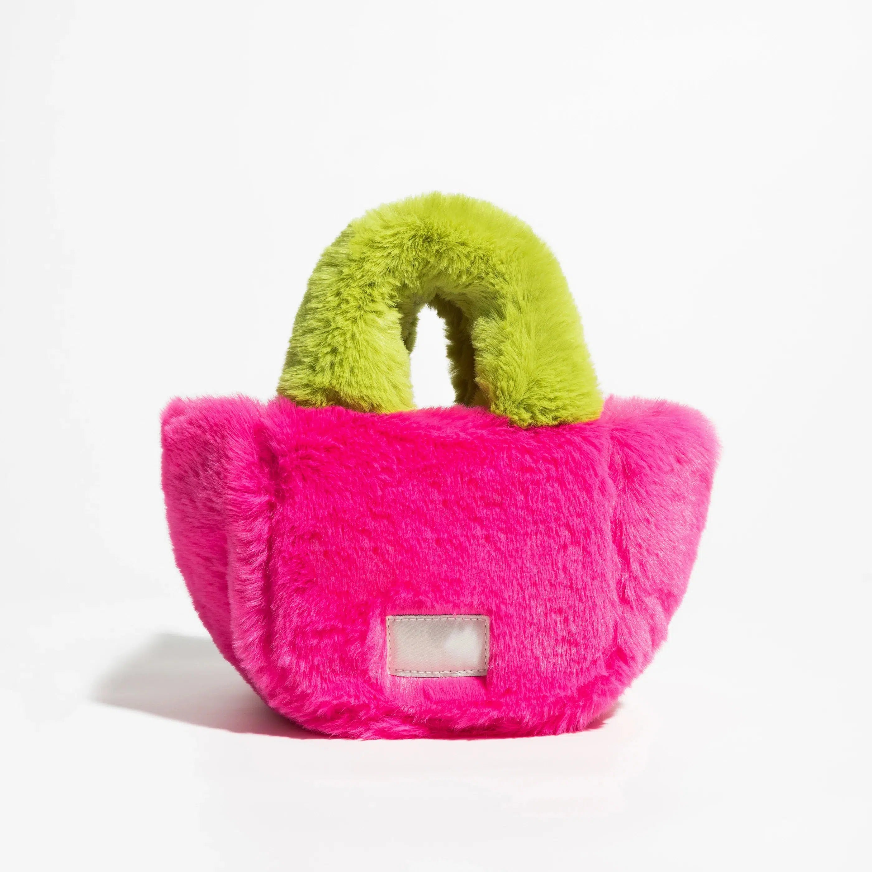 Y2K Retro Fluffy Faux Fur Basket Handbag - Perfect for 90s and Y2K Fashion Outfits