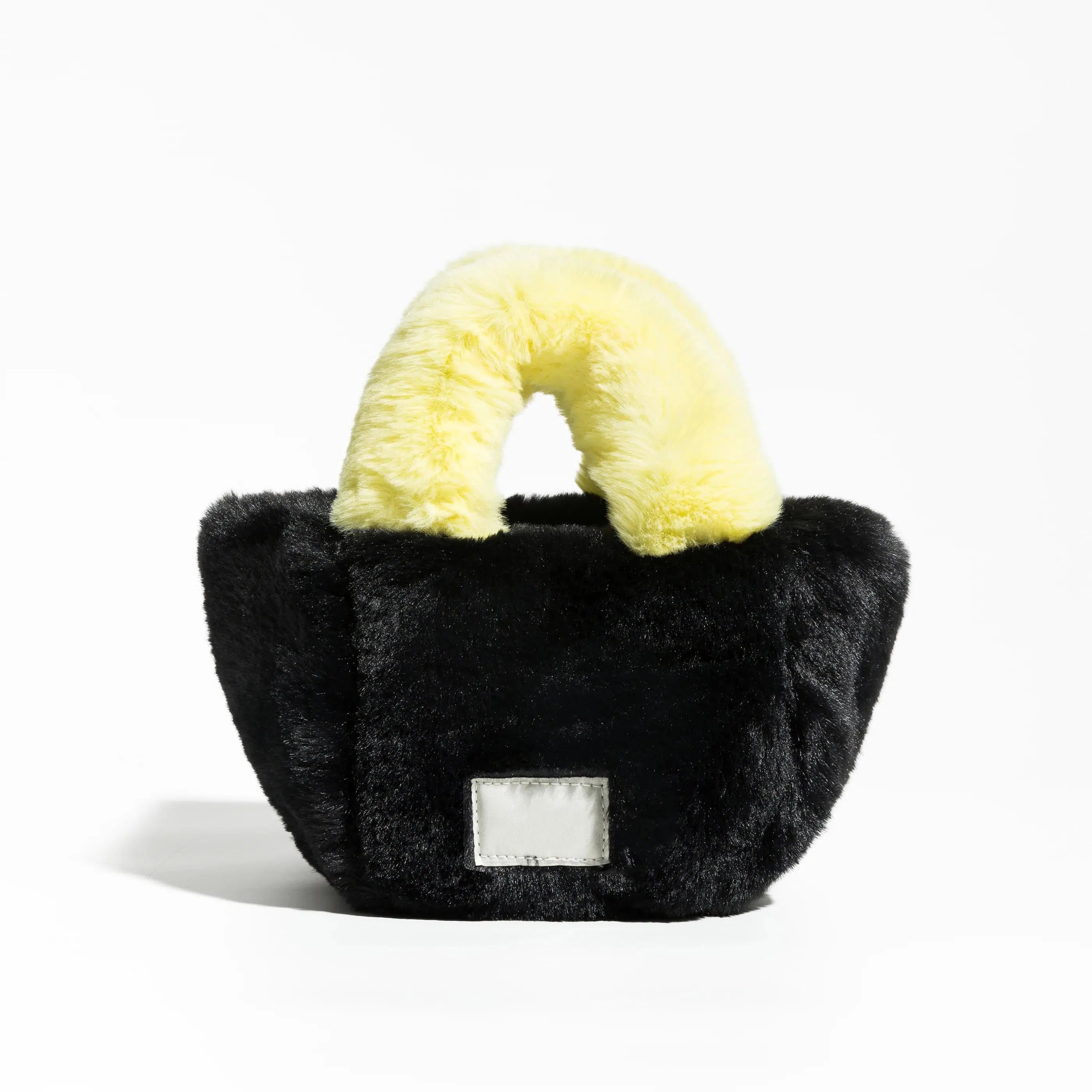 Y2K Retro Fluffy Faux Fur Basket Handbag - Perfect for 90s and Y2K Fashion Outfits