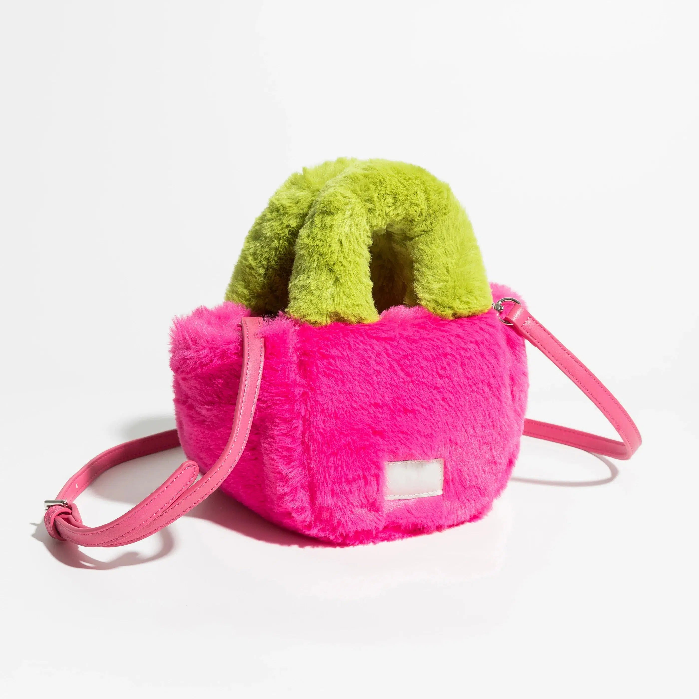Y2K Retro Fluffy Faux Fur Basket Handbag - Perfect for 90s and Y2K Fashion Outfits