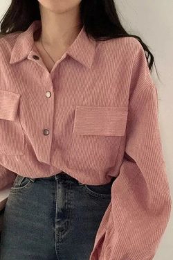 Y2K Retro Puff Sleeved Corduroy Crop Shirt - Perfect for 90s and Grunge Outfits
