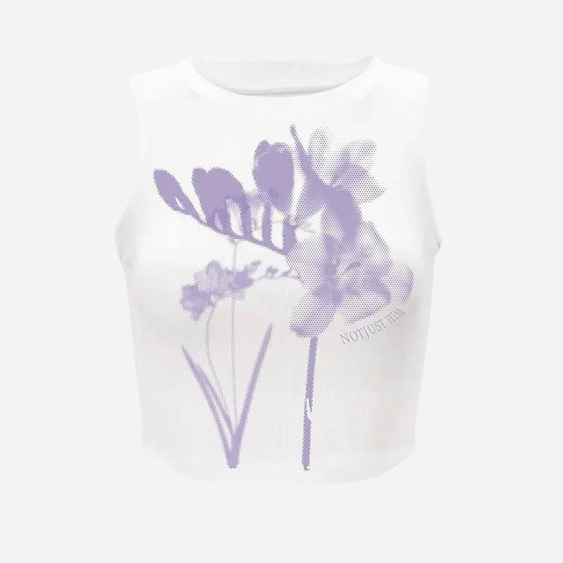 Y2K Retro Purple Flowers Tank Top - Perfect for 90s and Y2K Summer Outfits