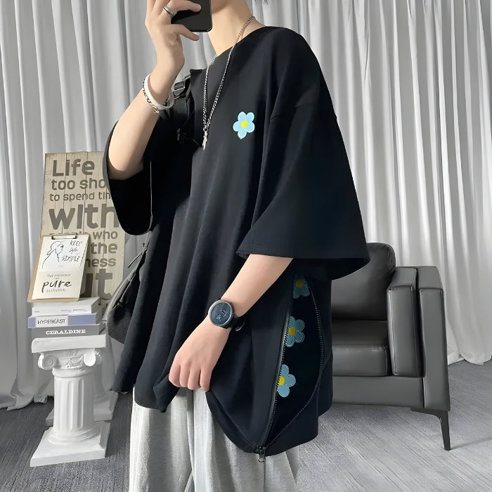 Y2K Retro Soft Boy Daisy Oversize Tee - Perfect for 90s and Grunge Outfits