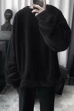 Y2K Retro Soft Boy Oversized Teddy Sweatshirt - Perfect for Grunge and 90s Fashion