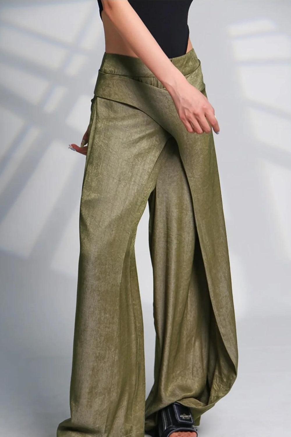 Y2K Retro Style Asymmetrical Wide Leg Pants - Perfect for 90s and Grunge Outfits