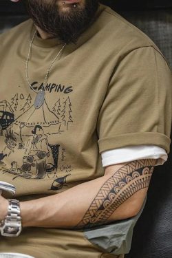 Y2K Retro Style Camping Pocket Tee - Perfect for 90s and Grunge Outfits