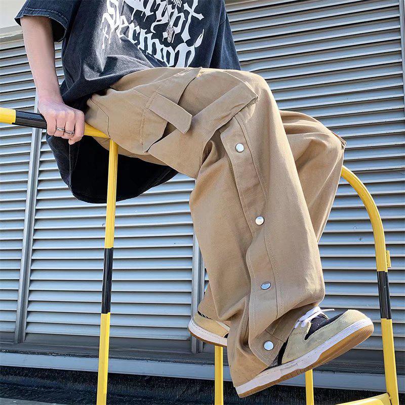 Y2K Retro Style Elastic Waist Wide Leg Cargo Pants - Perfect for 90s and Grunge Outfits