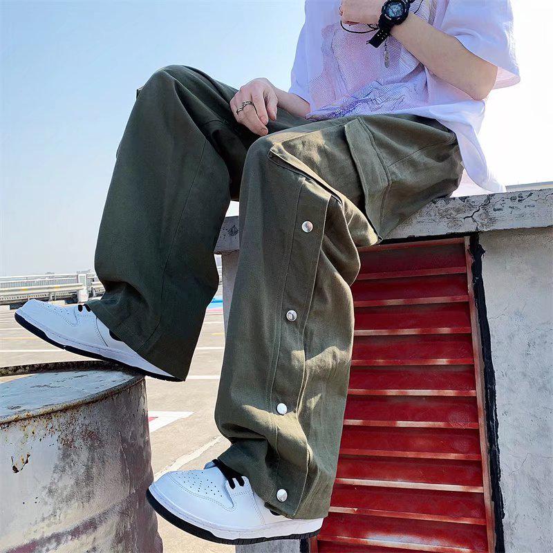 Y2K Retro Style Elastic Waist Wide Leg Cargo Pants - Perfect for 90s and Grunge Outfits