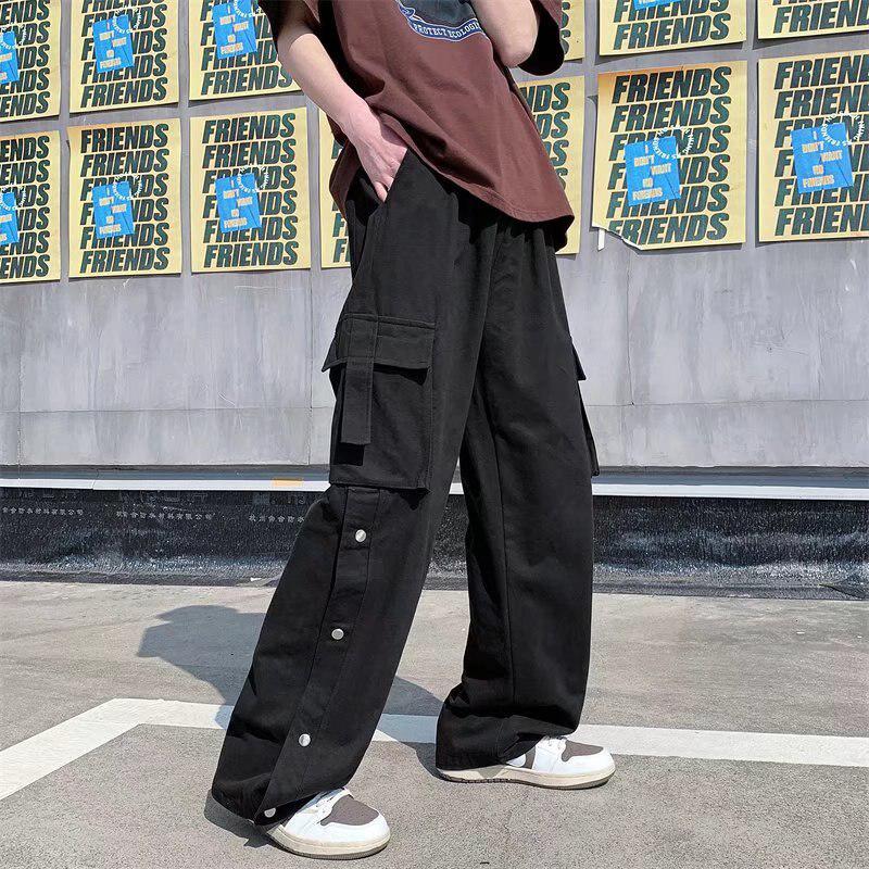 Y2K Retro Style Elastic Waist Wide Leg Cargo Pants - Perfect for 90s and Grunge Outfits