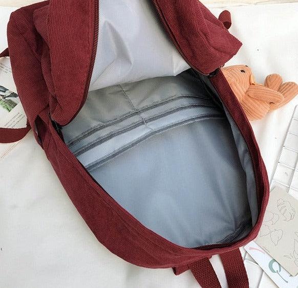 Y2K Retro Teddy Bear Corduroy Backpack - Perfect for 90s and Y2K Fashion Outfits