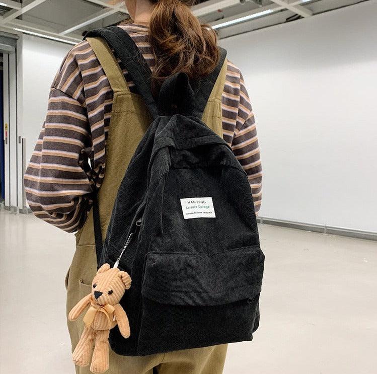 Y2K Retro Teddy Bear Corduroy Backpack - Perfect for 90s and Y2K Fashion Outfits