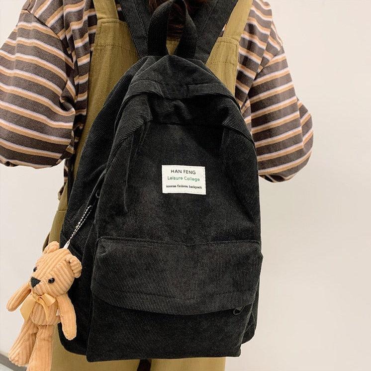 Y2K Retro Teddy Bear Corduroy Backpack - Perfect for 90s and Y2K Fashion Outfits