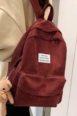 Y2K Retro Teddy Bear Corduroy Backpack - Perfect for 90s and Y2K Fashion Outfits