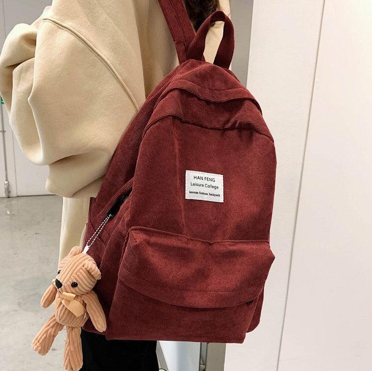 Y2K Retro Teddy Bear Corduroy Backpack - Perfect for 90s and Y2K Fashion Outfits