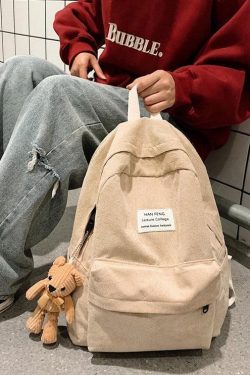 Y2K Retro Teddy Bear Corduroy Backpack - Perfect for 90s and Y2K Fashion Outfits