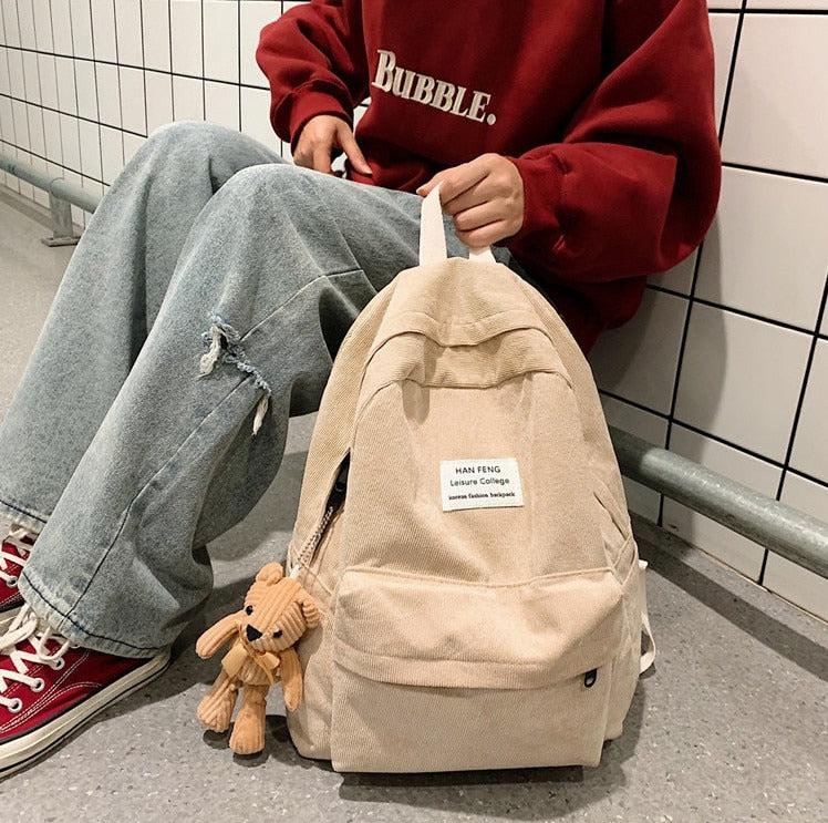 Y2K Retro Teddy Bear Corduroy Backpack - Perfect for 90s and Y2K Fashion Outfits