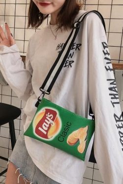 Y2K Retro Weirdcore Lays Chips Crossbody Bag - Unique 90s Fashion Statement Accessory