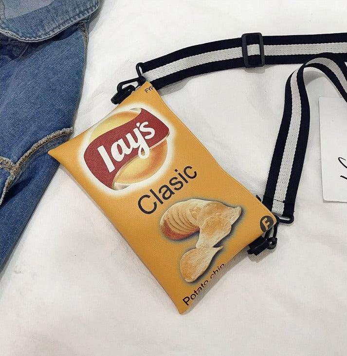 Y2K Retro Weirdcore Lays Chips Crossbody Bag - Unique 90s Fashion Statement Accessory