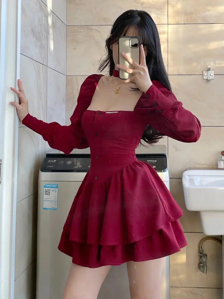 Y2K Ruffled Layered Corset Mini Dress - Perfect Retro Style for Summer Outfits