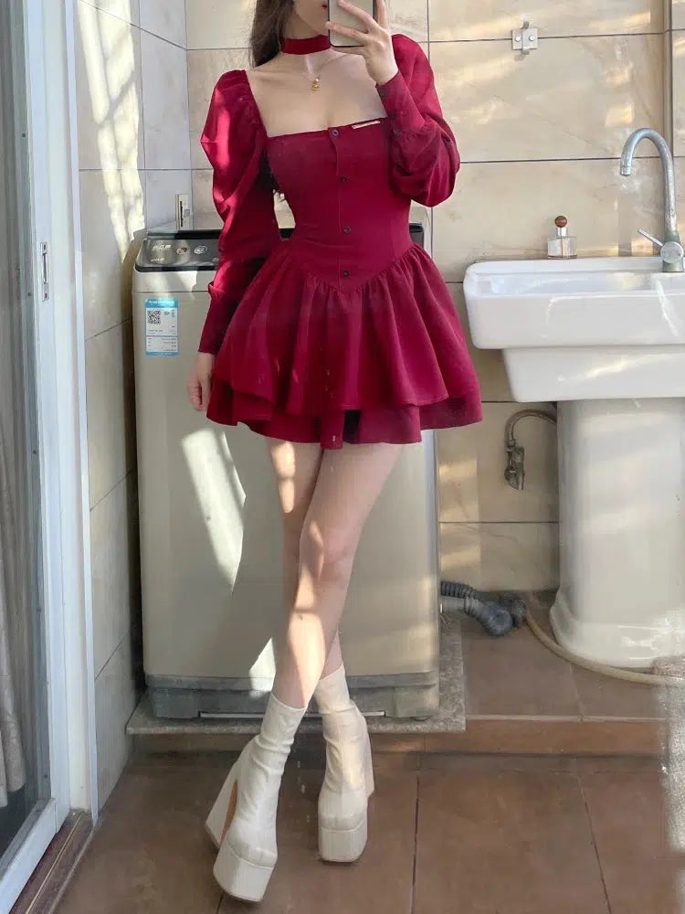Y2K Ruffled Layered Corset Mini Dress - Perfect Retro Style for Summer Outfits