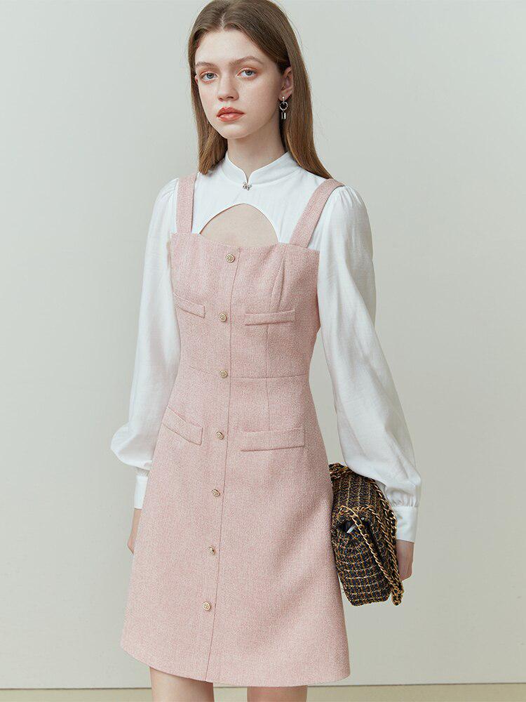 Y2K Soft Girl Mini Dress with Shirt Sleeves - Retro Style Douyin Dress