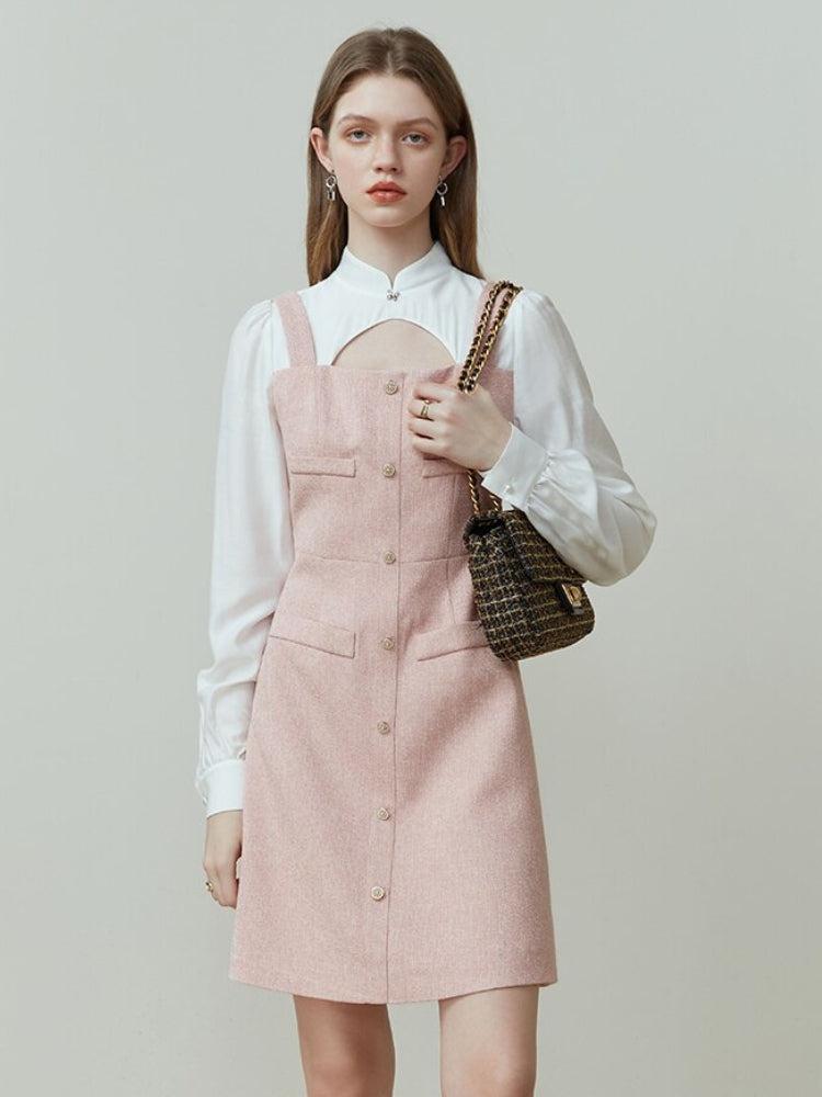 Y2K Soft Girl Mini Dress with Shirt Sleeves - Retro Style Douyin Dress